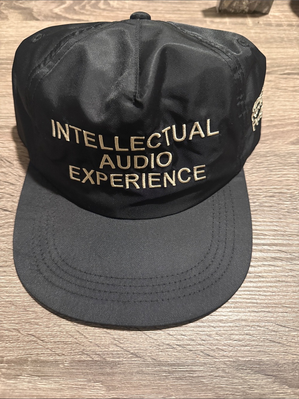 Zara Black Cap with Cream Embroidered Text